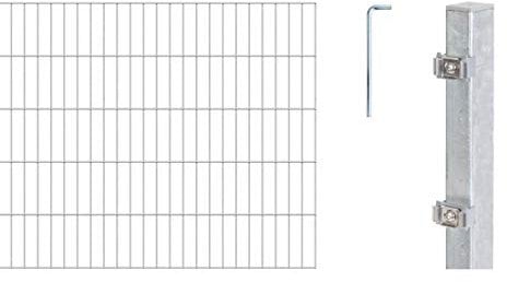 Alberts 655457 Doppelstabmattenzaun als 16 tlg. Zaun-Komplettset | verschiedene Längen und Höhen | feuerverzinkt | Höhe 100 cm | Länge 14 m