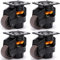 Skelang 4 Pcs Leveling Castor, 80F Workbench Castors Heavy Duty, Retractable Plate Casters with Nylon Wheels, Total Loading Capacity 2000kg