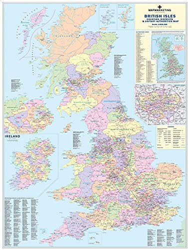 1000 Piece Jigsaw Puzzle For Adults - British Isles Map - Discover the British Isles In Detail With This Focused Political Map With Population Info, County Borders, Road Information & Much More