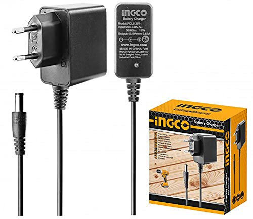 Ingco Cargador 12V Batería Cargador Electroherramientas Herramientas Eléctricas como Taladro Destornillador Antorcha Pistola Pegamento Caliente y muchos más