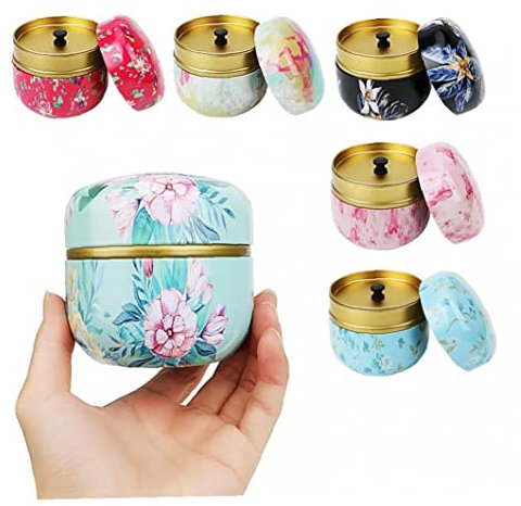 PiniceCore Chinese Style Metal Tea Box Coffee Powder Organizer Cans Tea Jar Storage Holder Mini Round Matcha Container Small