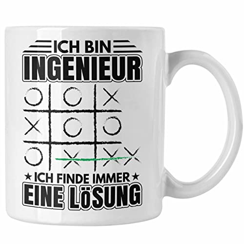 Trendation - Ingenieur Tasse Geschenk Mit Spruch Männer Ich Finde Immer Eine Lösung (Weiß)