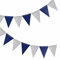 GAKA FAVOR Wimpelkette Girlande Marine Blau und Silber, 10 Meter Wimpel Dreiecksflagge Papier Banner für Party Dekorationen(30 Flaggen)