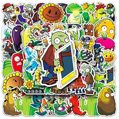 Plants vs. Zombies Aufkleber 50 Stück Wasserdicht Classic Game Aufkleber für Laptop Skateboard Scrapbook Gepäck Auto Computer Fahrrad Motorrad,Vinyl Cartoon Graffiti Aufkleber für Jugendliche Kinder
