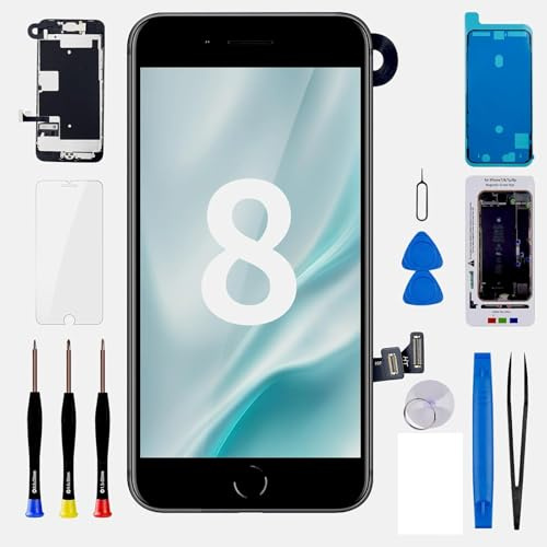BESJMYT for iPhone 8 SE 2nd Gen Screen Replacement with Home Button 4.7 | 3D Touch LCD Display Digitizer Black SE 2nd 2020 Full Assembly Repair Front Camera Speaker Sensor Fix Tools A1863 A1905 A1906