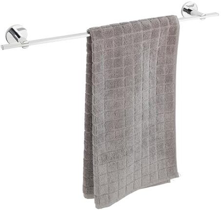 WENKO UV-Loc Badetuchstange UNO Isera, Wand-Handtuchhalter aus Vierkantrohr zum Befestigen ohne Bohren mit innovativem Klebesystem, Wandmontageplatte aus Zinkdruckguss, rostfrei, 59,5 x 5 x 7,5 cm