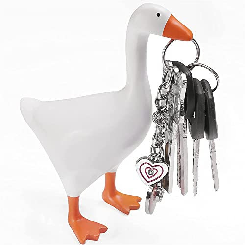 VHIMASA Magnetischer Gans-Schlüsselhalter aus Kunstharz, Ente für Schlüssel, Aufbewahrung, Skulptur, Gans, Dekoration, Tierfigur für Eingangsbereich, Küche, Büro, Wohnzimmer, Desktop-Ornament