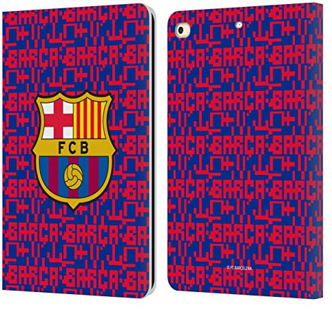 Head Case Designs Licenciado Oficialmente FC Barcelona Patrón Gráficos Carcasa de Cuero Tipo Libro Compatible con Apple iPad 9.7 2017 / iPad 9.7 2018