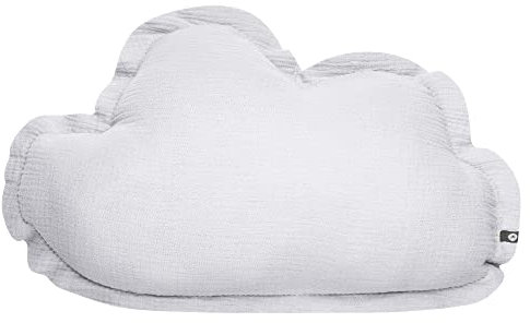 von Herzen Handmade Musselinkissen aus 100% Baumwolle I Kinderkissen I Dekokissen aus Musselin in Wolkenform I Wolkenkissen für Kinderzimmer & Bett I Handgenähtes Kissen mit Watte gefüllt (Weiß)