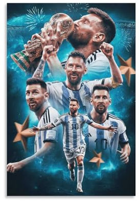 Argentinischer Fußballspieler Messi Poster Lionel (24) Wandkunst Poster Scroll Leinwand Gemälde Bild Wohnzimmer Dekor Zuhause 40 x 60 cm