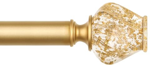 HOTOZON Gardinenstange, goldfarben, 81,3 bis 147,7 cm, robuste Gardinenstangen für Fenster, dekorative einzelne Gardinenstange mit exquisiten durchscheinenden, gedrehten Endstücken,