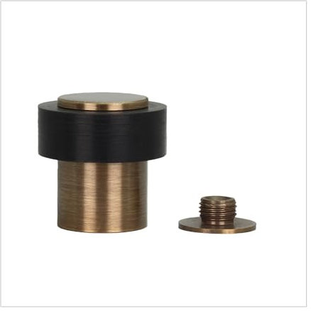 EVI Herrajes | Antique Brass Door Stop | Ø24x35mm | Floor Mounted | Silicone Protection | Includes Screw + Fastening Plug | Model I-18024X35-CBCU