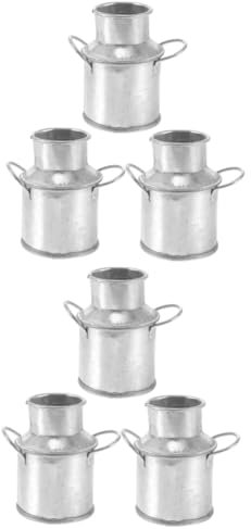 Zerodeko 6 Piezas Cubo De Lata De Jarra De Leche Decoración De Escritorio Juguetes Antiguos Mini Jarra Jarrón De Granja Candelabros Decorativos Poseedor Planchar Pequeña Jarra De Leche Niño