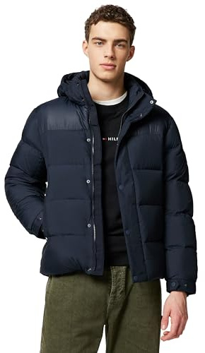 Tommy Hilfiger Herren Pufferjacke Mix Down Hooded Puffer Jacket mit Kapuze
