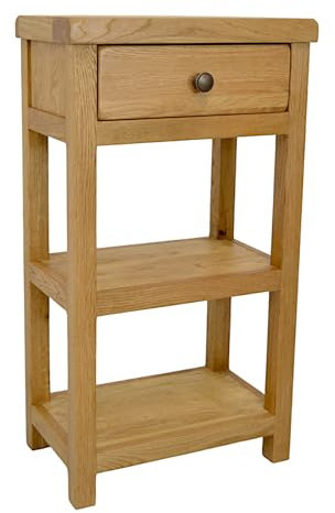 GROF Oak Console Table with Narrow Shelf, Solid Oak Hallway Cabinet for Living Room Kitchen Storage, Hand Oiled, W45 x D29 x H85 cm