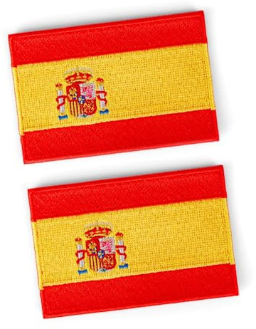 Pakana® Pack 2 piezas Parche Bandera de España - Parche Militar Bordado con trasera de Velcro - Parches Velcro (España Pack de 2) 7,5 x 5cm