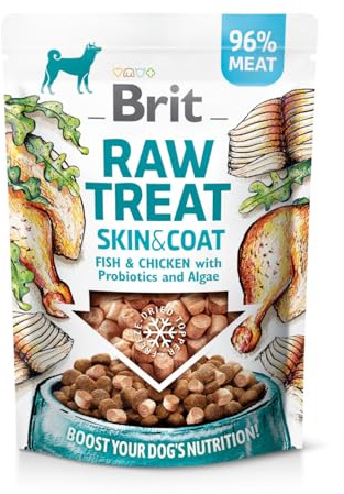 Brit Raw Treat Skin & Coat - Gefriergetrocknetes Leckerli und Topper - Fisch & Huhn - 40 g