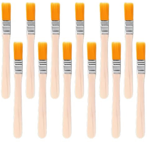 FunnAura 12PCS Nylon Small Paint Brush for Decorating, Soft Glue Brushes Wooden Handle, for Walls Cabinets Fences(0.5 Wide)