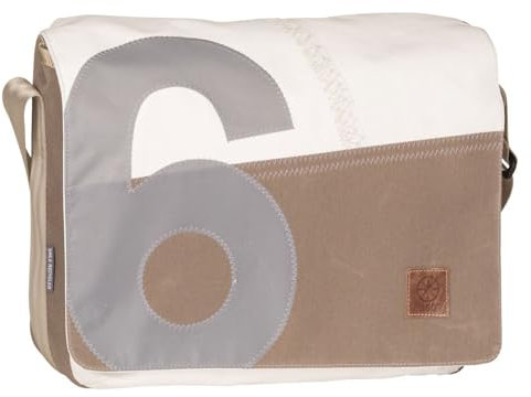 Laptoptasche Schultertasche Barkasse Weiß Taupe Hellgrau, Recycling Segeltuch