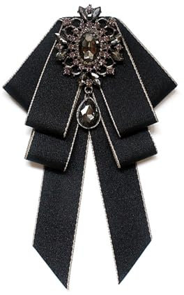 Broche nœud papillon vintage avec strass en cristal pour col de chemise pré-noué, M, Coton