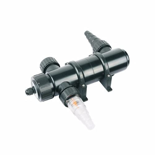 VIALIA UVC Klärer, Modell: CUV-136, 36 Watt, 10.000 l/h, Teichklärer mit 3 Anschlüssen 19/25/31/38 mm, UV-Schauglas, Teichfilter mit Pumpe für den Gartenteich