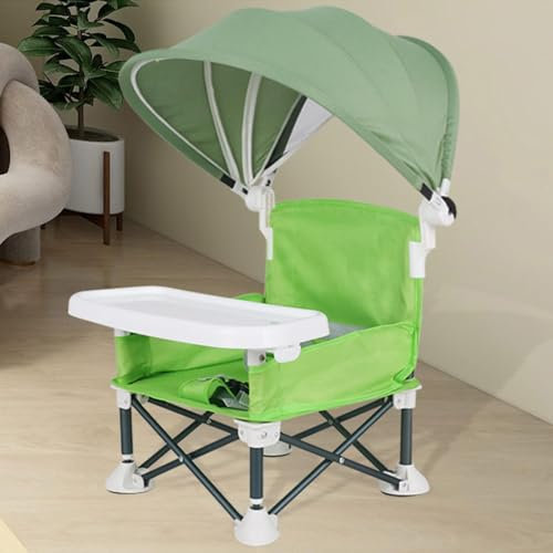 Moreeulsi 38x31x37cm Silla Elevadora Para Alimentación De Bebés Plegable Portátil, Silla De Playa Portátil Para Bebé Con Bandeja Extraíble Y Sombrilla, Asiento Elevador Plegable De Viaje Para Bebé