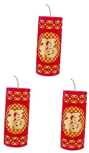 KOMBIUDA 3 Stück 2020 Schaufensterschmuck weihnachtsdeko christmas decorations rote Verzierungen rote ornamente des neuen jahres chinesische 2020 Feuerwerksdekorationen