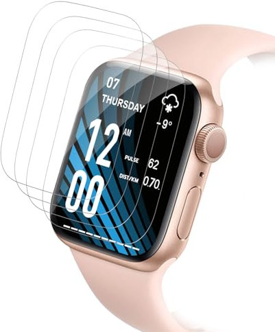 Agedate 4 Stück Schutzfolie Panzerglas für Apple Watch 9/8/7 45mm, Flexible TPU Folie, Blasenfreie Displayschutz, Fingerabdruck-Resistent, Weich HD Klar für iWatch 9 Panzer Schutz Glas