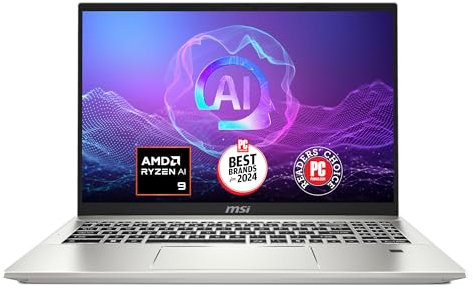 MSI Prestige A16 AI+ (2024) 16” QHD+ Business Laptop: AMD Ryzen AI 9-365, Radeon Graphics, 32GB LPDDR5x, 1TB NVMe SSD, Type-C, WiFi 7, Win 11 Home: Urban Silver A3HMG-016US