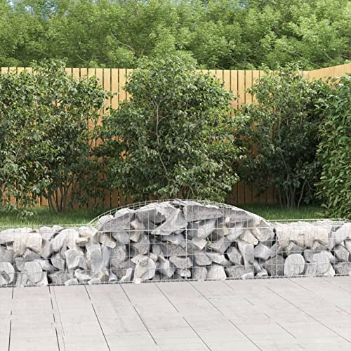 Xichuzi Gabione mit Hochbogen, Gabionenkörbe, Gabionen Hochbeet, Steinkorb, Gabionengitter, Drahtkorb Für Pflanzen, Kräuterspirale Für Garten, 300x50x40/60 cm Verzinktes Eisen