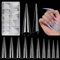 500 PCS Stiletto Long Nail Tips : Faux ongles longs et clairs - Demi-couverture pour ongles droits et effilés sans courbe en C, pour le bricolage et le salon de manucure, avec boîte.