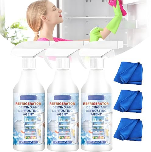 Abtauspray for Kühlschrank mit Gefrierfach, 120 ml Kühlschrank-Abtauspray, Abtauspray for Auto-Gefrierschrank, Kühlschrank-Abtauspray, Spray for Abtauen von Kühlschrank und Gefrierschrank(3PC)