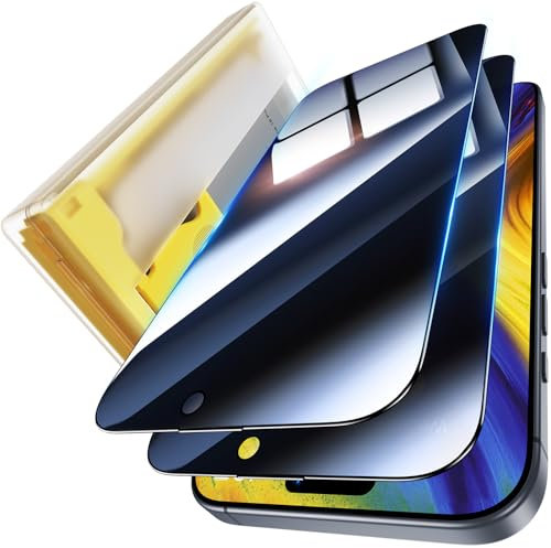 UniqueMe for iphone 16 pro max privacy screen protector - 2 Pack [ Anti Spy Screen Protector] [Automatic Dust Removal] 6.9 inch 9H Full Coverage Tempered Glass Flim Bubble-Free Case Friendly