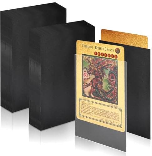 200Pcs Standard Soft Card Sleeves, 66 x 91 mm Clear Card Protector Sleeves Trading Card Sleeves for Pokemon, Magic, MTG, The Gathering, Game Cards,Football Card (Black)