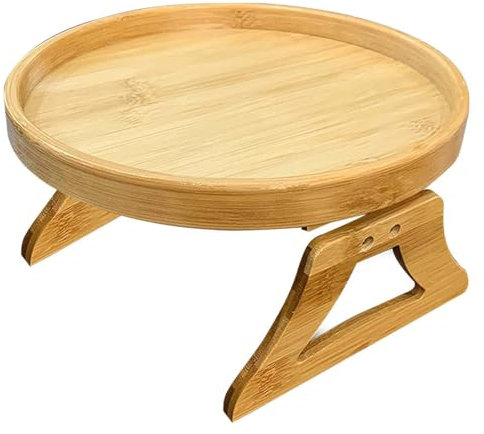 Bandeja De Mesa del Brazo del Sofá, Mesas Laterales De Sofá De Madera Natural, Mesa redo-nda De Bandeja De Brazo De Sofá Portátil, Bandeja De Brazo De Sofá para El Brazo Delgado Y Ancho