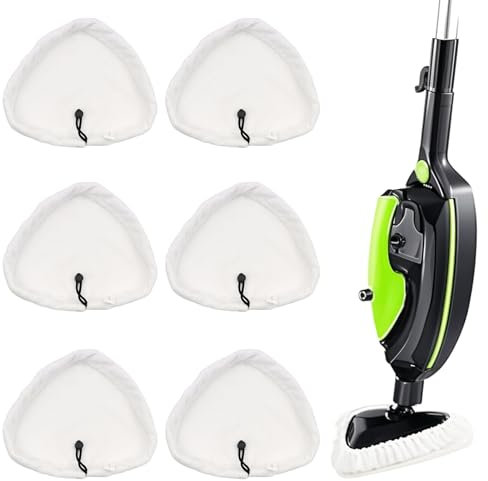 KASURE Steam Mop Pads, 6 Pcs Triangular Microfiber Cleaning Pad Cover Washable Cloths for Steam Mops, Universal Steam mop Accessories, Compatible with X5 Steam Mops and H2O (White)