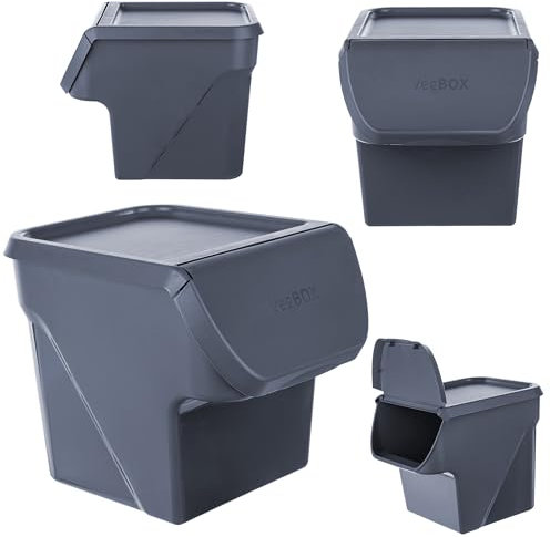 KADAX Kartoffel Aufbewahrungsbox 13L, Kartoffelbox, Gemüsebox zur Aufbewahrung von Kartoffeln, Zwiebelbox, Kartoffelbehälter, Futterbox (Dunkelgrau)