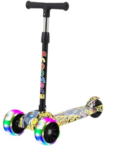 Boys Scooter-Faltbare Graffiti-Roller, Light-up Flash Wheel Ride | Dreirad-Roller Ohne Schlupfdeck, Verstellbares Bewegungsspielzeug, Outdoor Fun Scooter Für Reisen, Geburtstag, Spielzeit-Reitabenteue