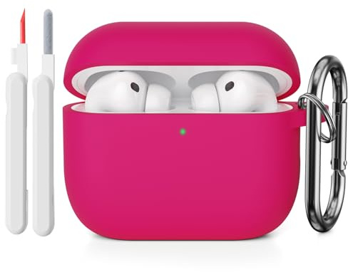 KOKOKA Silikon Hülle Schutzhülle Kompatibel mit AirPods Pro 3. Generation mit Reinigungsset, Stoßfeste Weiche Dünne Schutzhülle Case für Airpods Pro 3 2025 mit Cleaner Kit & Karabiner, Watermelon Red