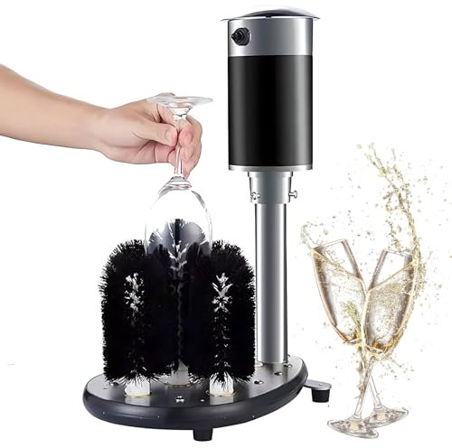 Electric Glass Washer, 1200 Cups/H Wine Glass Cleaning Polishing Machine with 5 Brush Heads, for Champagne Glasses, Beer Cups, Mugs, for Bars, Cafes, Restaurants, Kitchen
