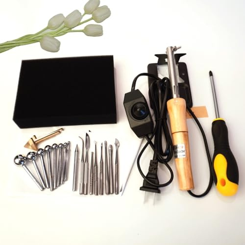 Electric Fabric Flower Maker, Artificial Flower Making Kits, Adjustable Temperature Soldering Iron, with 18 Heads, DIY Cloth Fabric Making Tool Set, for Petal Modeling Tools