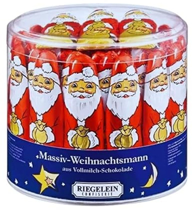 Solid Santa Claus Chocolate Multipack - Christmas Chocolate Drum of 65 Milk Chocolate Santa Figures 812g - Christmas Eve Box, Stocking Fillers- Bulk Chocolates Gift