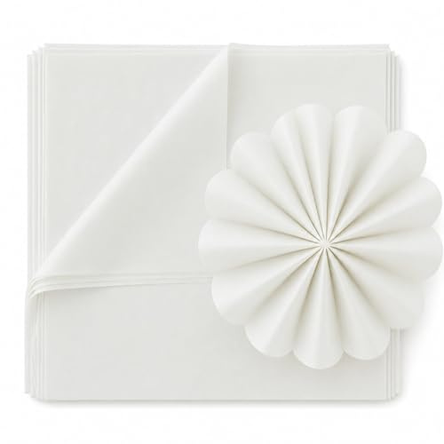 Weißes Seidenpapier Bastelpapier Geschenkpapier 37,5x50cm 26g/m² Blumenseide Packseide zum Basteln Deko Blumen Geschenke Pompons DIY Bogen - weiss