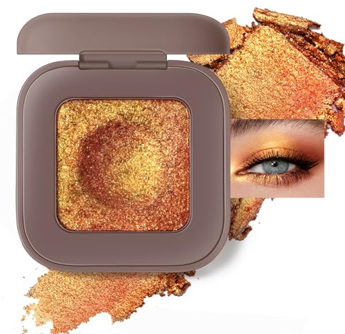 Noerrors Holografischer Lidschatten, Duochrome Orange Rot Gold Glitzer Lidschatten Palette, Irisierender Farbcremiger Schimmer Lidschatten, Farbwechselnd Mermaid Glänzender Augen-Highlighter#10