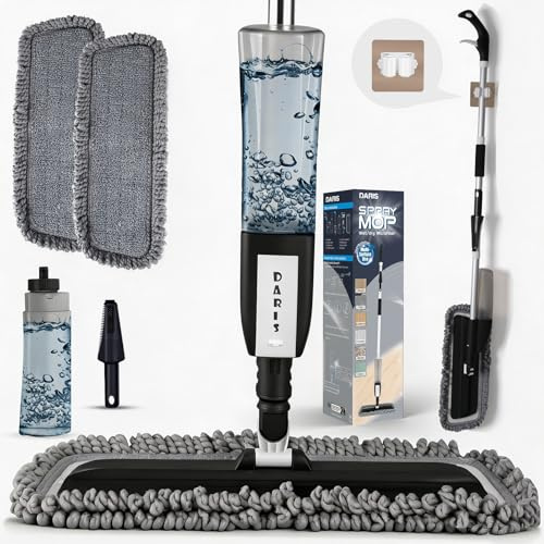 Spray Mops for Cleaning Floors-Microfibre Flat Mop with Sprayer FLoor Mop | Wet Dry Floor Mop for House Cleaning with 2 Reusable Replacement Pads and 1 Refillable Bottle