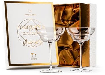 GLASSIQUE CADEAU Margarita Cocktailgläser aus Kristall | 2er Set | 270 ml | Elegante Cocktail Gläser für Daiquiri, Paloma | Moderne Glaswaren mit Langem Stiel
