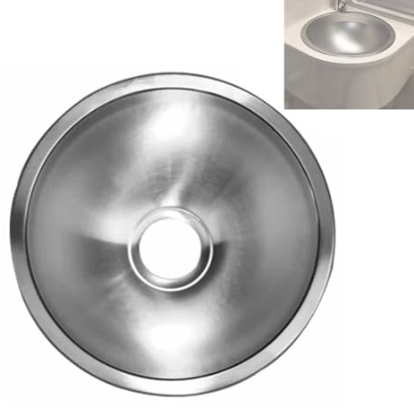 Runde Camping Waschbecken, Camping Spüle, Edelstahl Handwaschbecken, Einzelbecken für Outdoor Küche, Camping und Wohnwagen