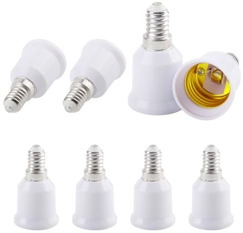 GZGXKJ 8 Pezzi E14 a E27 Socket Converter Portalampada Adattatore E14 E27 | Per Lampadina a LED Lampadina a Incandescenza Lampade Alogene e Lampade CFL