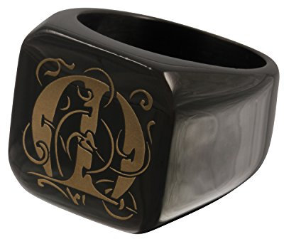 Siegelring Herrenring mit Wunschgravur Monogramm Gravur - Schwarz Glänzend-66 (21,0)