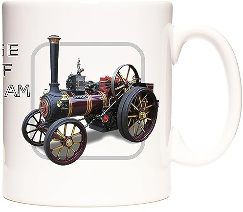 Taza de café de cerámica de 325 ml con diseño de motor de vapor.